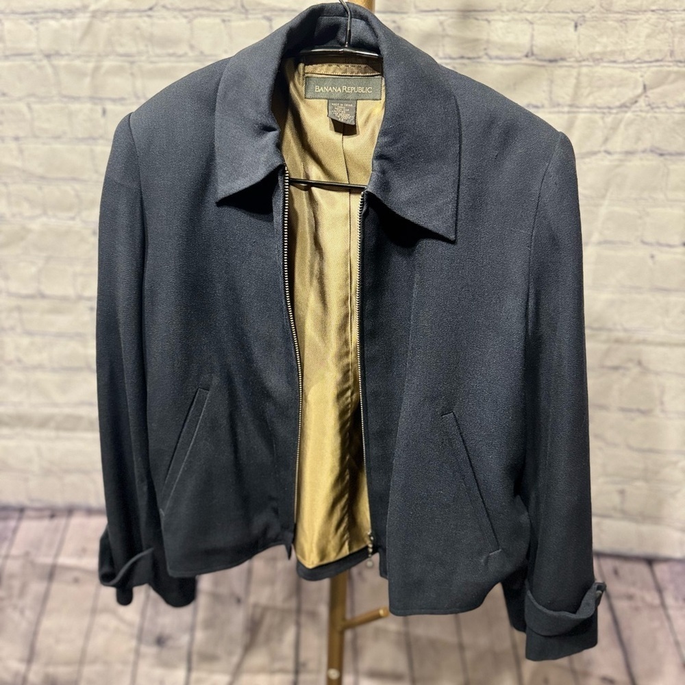 Banana Republic Navy Silk Women's Blazer Jacket size XS